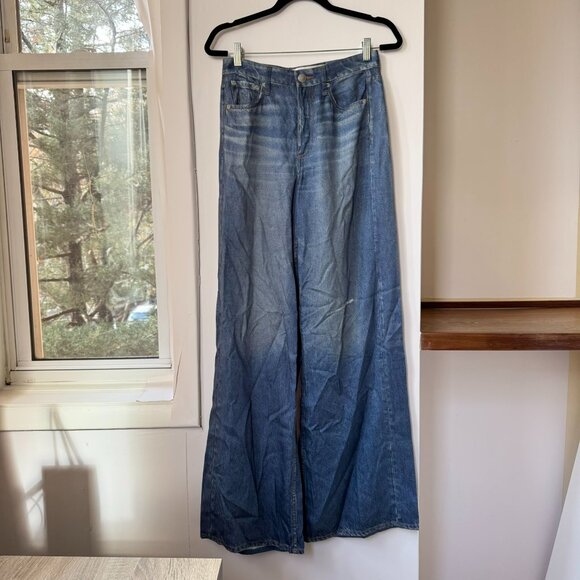 Rag & Bone Liquid Miramar Sofie Wide Leg Pants Sweatpant Jeans Taylors Blue 26 - Picture 6 of 12